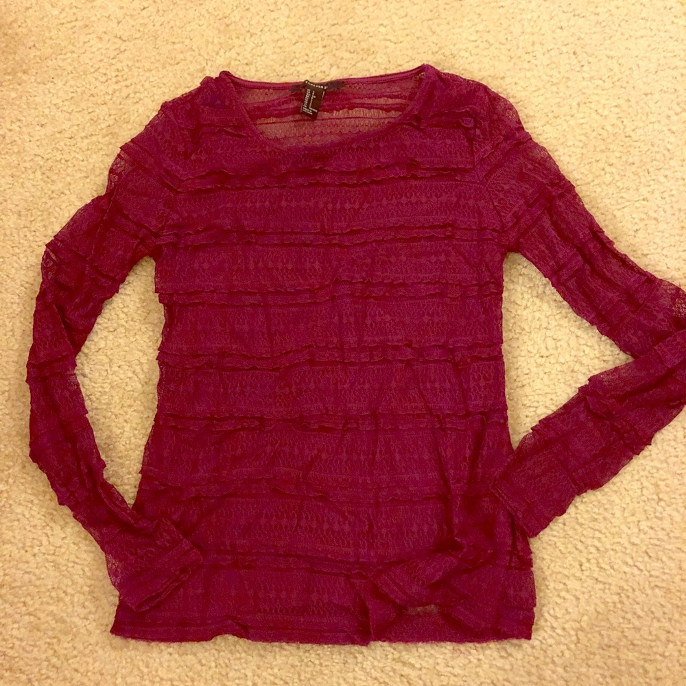 Burgundy/red Lacey shirt- long sleeve
